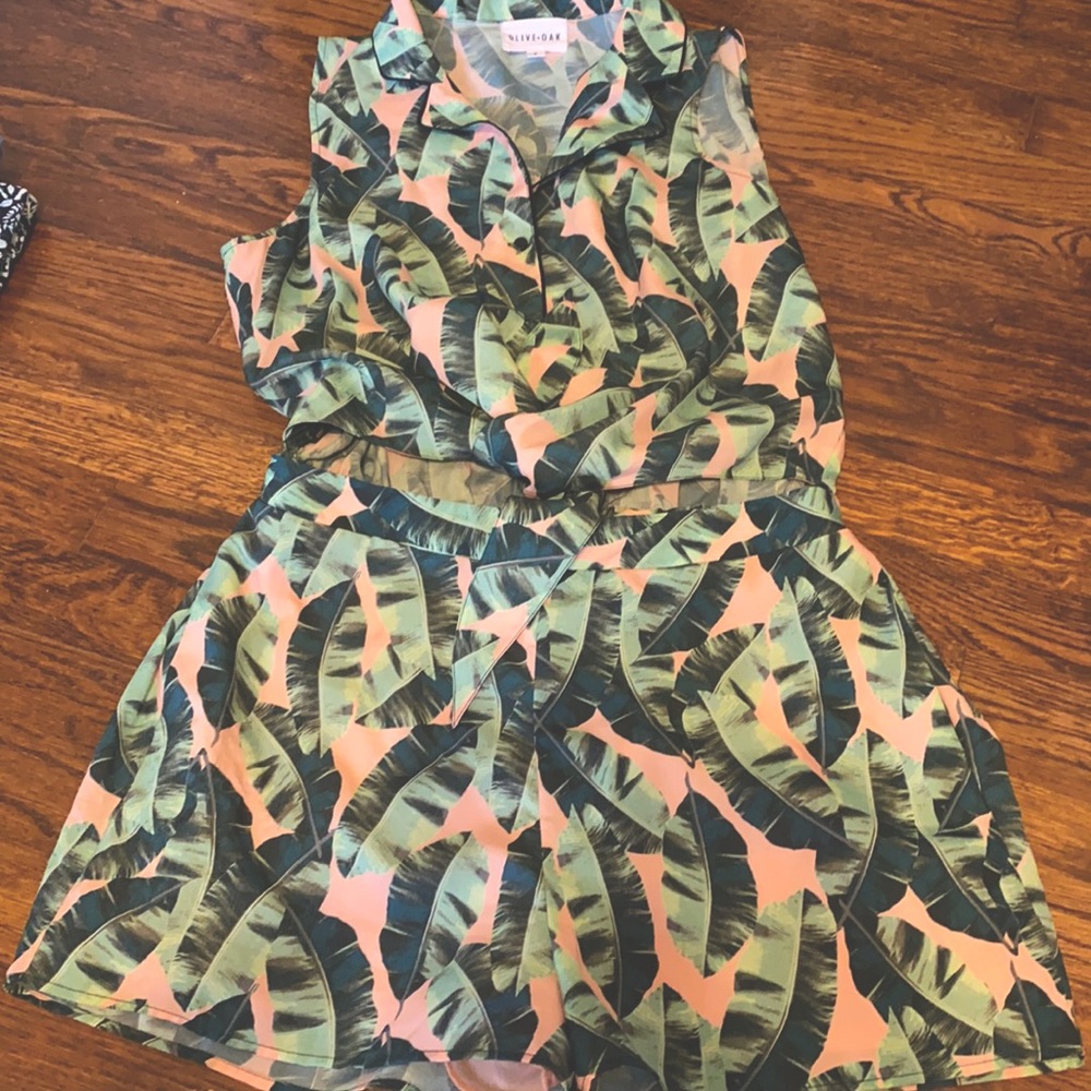Oak + Olive cropped tie front romper